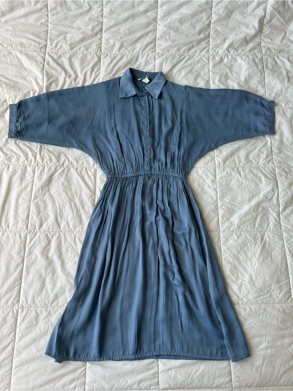 H&M Dusty Blue Collared Midi Dress